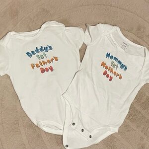 White Father's & Mother’s Day Kids One Piece Set